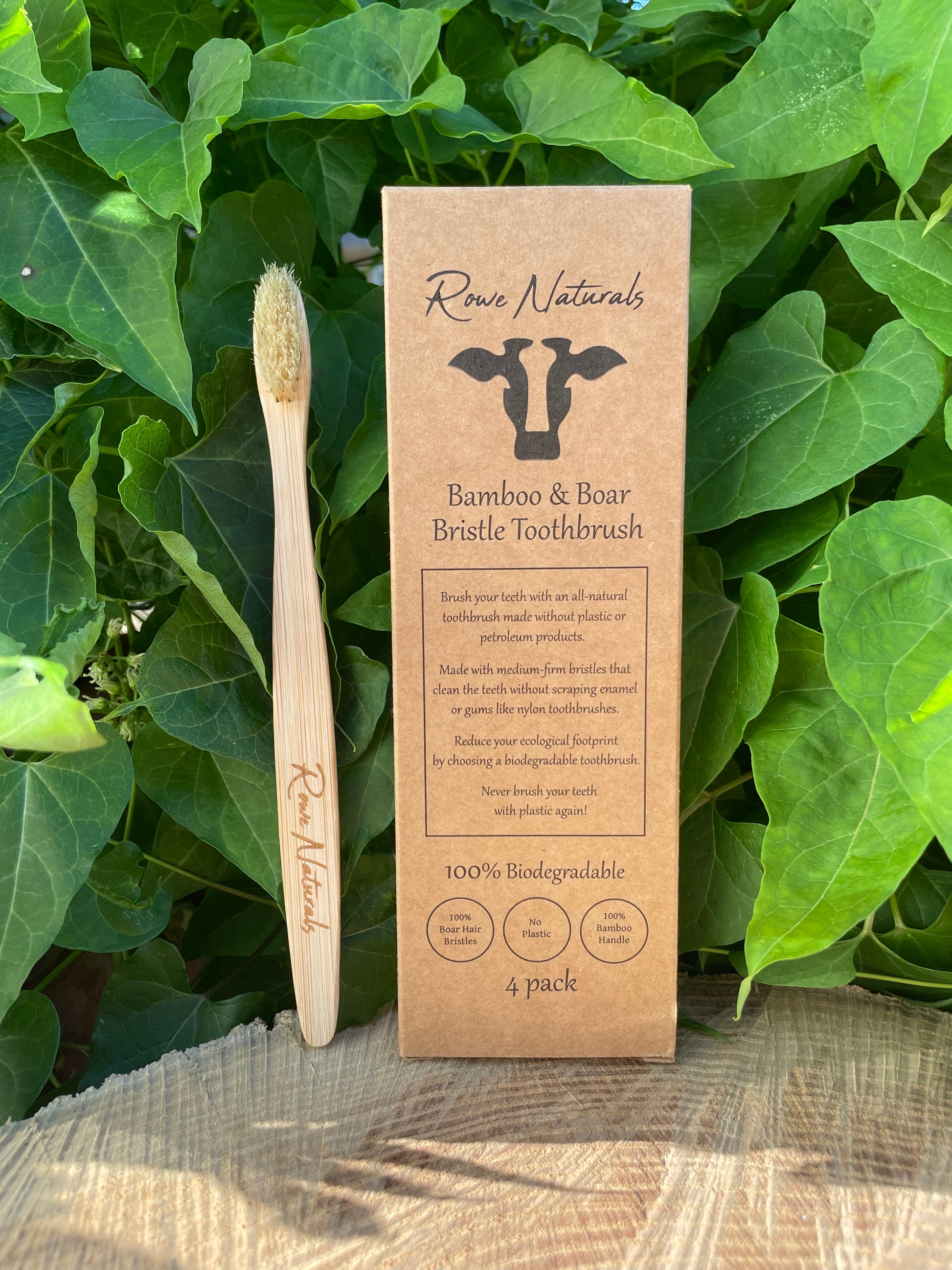 100% Bamboo and Boar Bristle Toothbrush