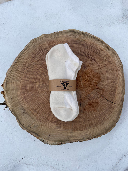 100% Organic Undyed Unbleached Cotton Ankle Socks