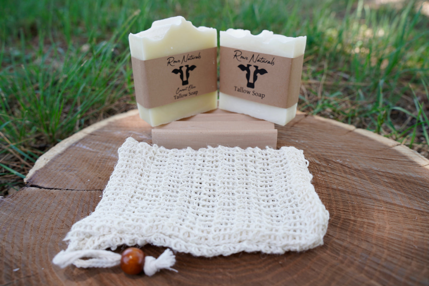 Natural Soap Gift Set – 2 Handmade Soaps, Sisal Soap Saver Bag & Wooden Soap Dish
