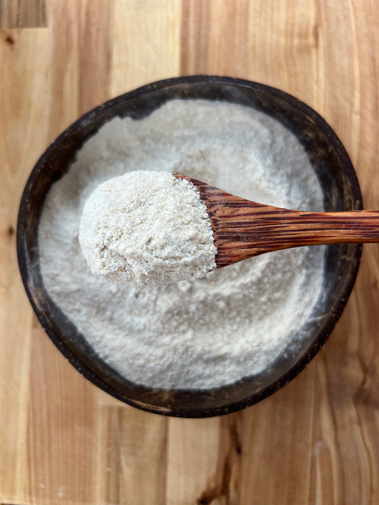 Fresh milled organic flour in bowl