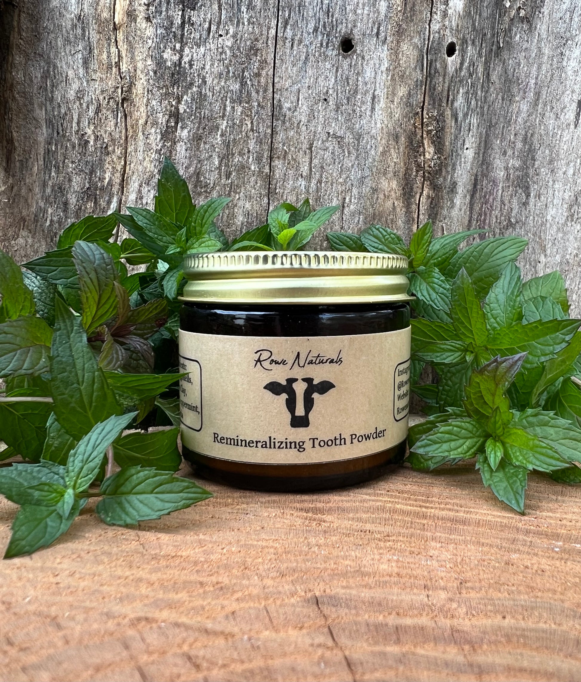 Jar of natural remineralizing tooth powder