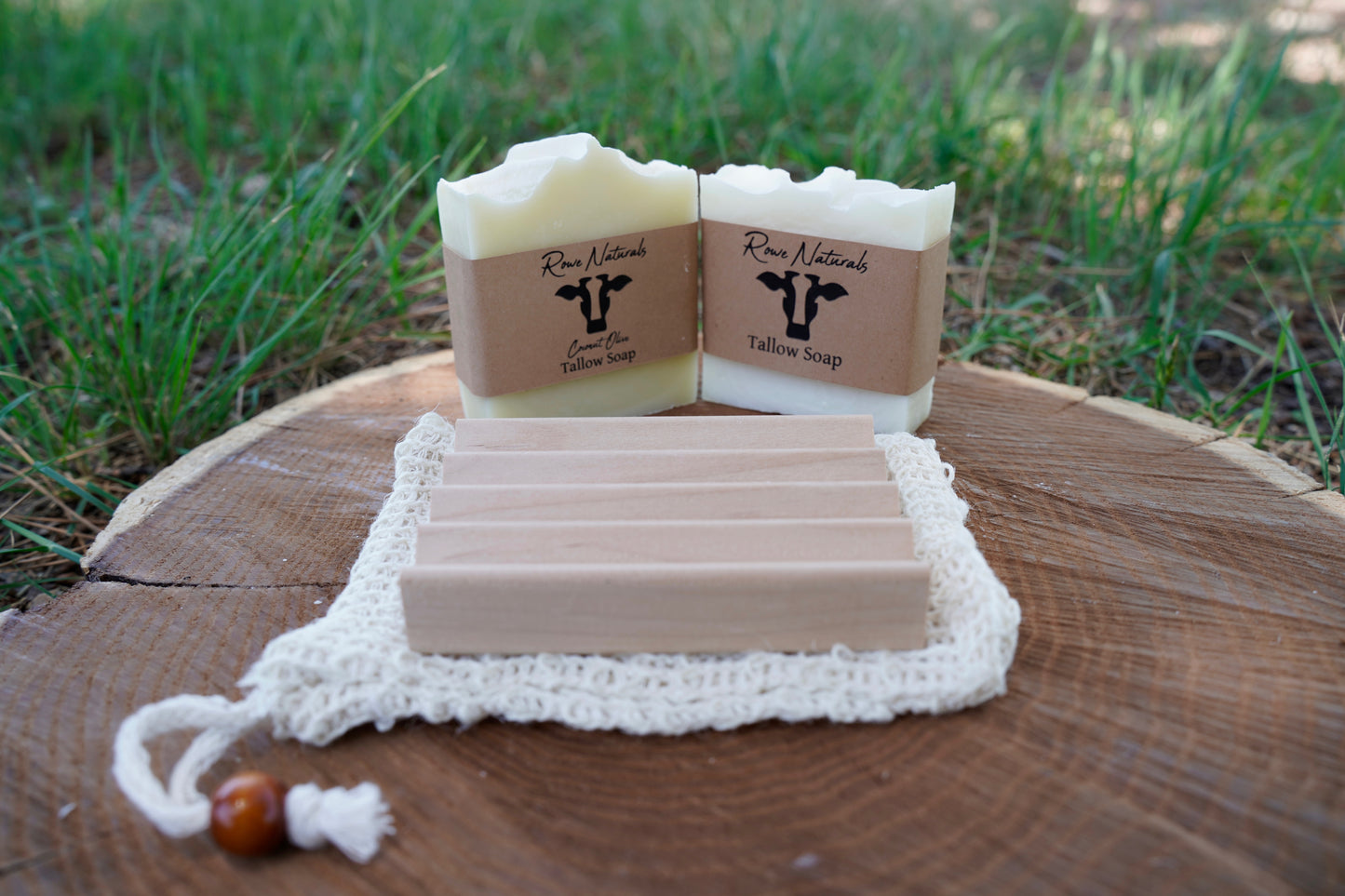 Natural Soap Gift Set – 2 Handmade Soaps, Sisal Soap Saver Bag & Wooden Soap Dish