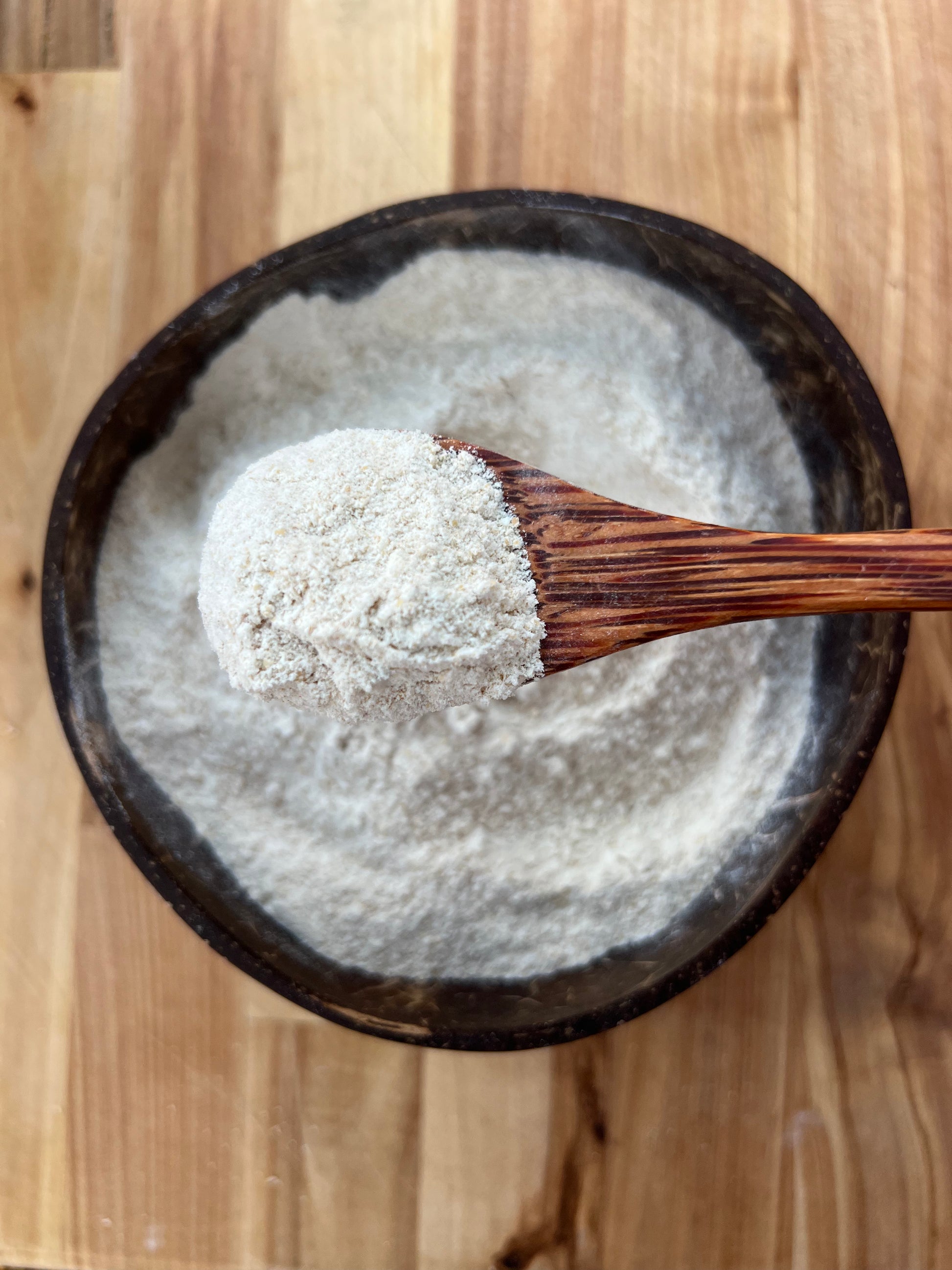 Fresh milled organic flour in bowl
