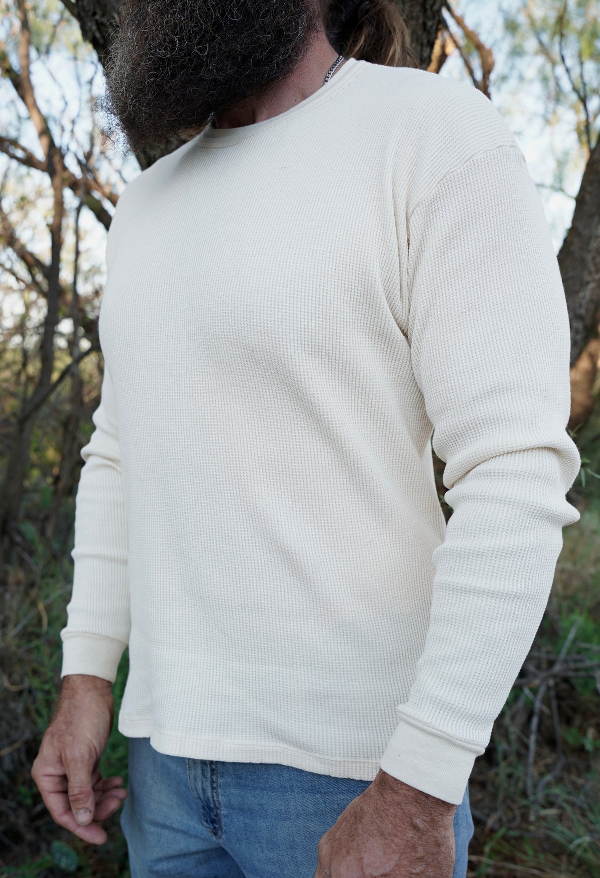 Organic Unbleached Cotton Long Sleeve Thermal T-shirt